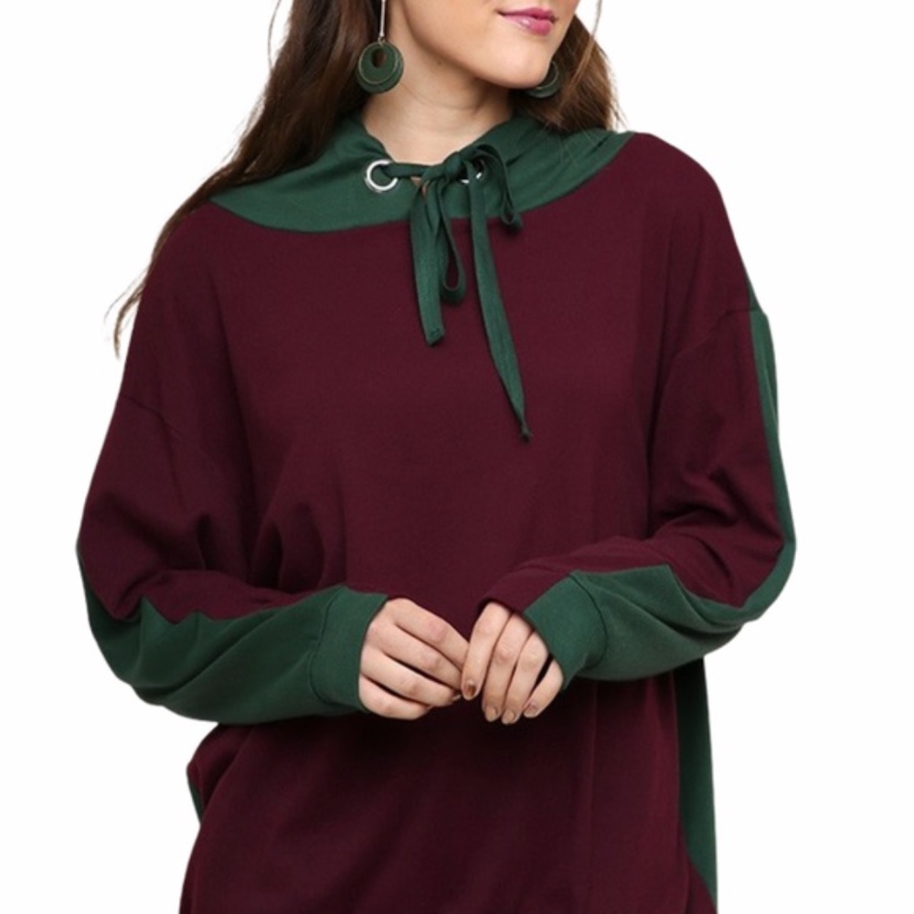 ColorBlocked Hooded Pullover